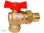 Кран шаровый угловой 1/2" нар.-вн. бабочка (со сгоном)  PN1,6 МПа 11Б27п17, Цветлит