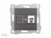 Розетка компьютерная 1xRJ45 (Cat5e, скрытая, без рамки) дымчатая, RITA, MUTLUSAN