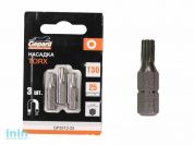 Насадка TORX T30 25мм  3шт GEPARD (GP3513-25) (бита звездочка шестилучевая звезда сталь S2  магнитная)