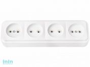 Розетка 4-ая (открытая, б/з) белая, Пралеска, Bylectrica (штепсельная четырехместная открытой установки Гарантийный срок:24 месяца)