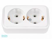 Розетка 2-ая (открытая, с/з) белая, Пралеска, Bylectrica (двухместная с заземляющим контактом открытой установки Гарантийный срок:24 месяца)