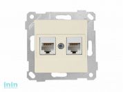 Розетка компьютерная 2xRJ45 (Cat6, скрытая, без рамки) кремовая, RITA, MUTLUSAN