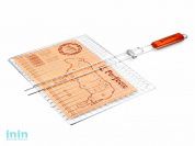 Решетка-гриль, 400x300 мм,  нержавеющая сталь, деревянная ручка, PERFECTO LINEA (Супер цена!)