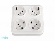 Розетка 4-ая (открытая, с/з) белая, Вариант, Bylectrica (штепсельная четырехместная для открытой установки с заземляющим контактом квадратная Гарантий