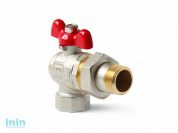 Кран шаровый угловой 1" нар.-вн. бабочка (со сгоном) никелир. PRO AQUA