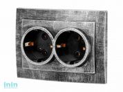 Розетка 2-ая (скрытая, с/з) серебро, Стандарт, Юпитер (RS 16-238 ЧС) (ЮПИТЕР)