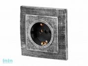 Розетка 1-ая (скрытая, с/з) серебро, Стандарт, Юпитер (RS 16-133 ЧС) (ЮПИТЕР)