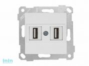 Розетка компьютерная 2хUSB (скрытая, без рамки) белая, RITA, MUTLUSAN (2xUSB 2.0 port, highspeed, 480Mps, 60Mb/sec)