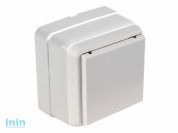 Розетка 1-ая (открытая, с/з, с крышкой) белая, BRON, MUTLUSAN (16 A, 250 V, IP 20)