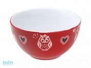 Салатник керамический, 140 мм, круглый, серия Влюбленная сова, красный, PERFECTO LINEA (Супер цена!)