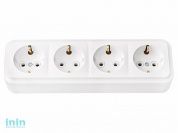 Розетка 4-ая (открытая, с/з) белая, Пралеска, Bylectrica (штепсельная четырехместная с заземляющим контактом открытой установки Гарантийный срок:24 ме