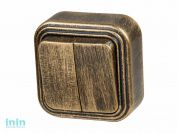 Выключатель 2 клав. (открытый, до 6А) бронз., Стандарт, Юпитер (VA56-232-ЧБ) (ЮПИТЕР)