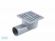 Сливной трап горизонтальный D 50 с сухим затвором, решетка пласт. 100х100 мм, серый РосТурПласт (Трап пластиковый сухой затвор 50 гор.)