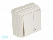 Выключатель 2-клав. (с подсветкой, открытый) кремовый, BRON, MUTLUSAN (10 A, 250 V, IP 20)