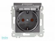 Розетка 1-ая (скрытая, без рамки, с/з, шторки, с крышкой) дымчатая, RITA, MUTLUSAN (16 A, 250 V, IP 20)