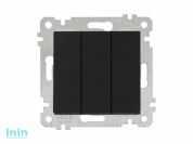 Выключатель 3-клав. (скрытый, без рамки, винт. зажим) черный, RITA, MUTLUSAN (10 A, 250 V, IP 20)