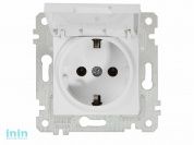 Розетка 1-ая (скрытая, без рамки, с/з, с крышкой) белая, RITA, MUTLUSAN (16 A, 250 V, IP 20)