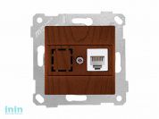 Розетка телефонная 1хRJ12 (скрытая, без рамки) орех, RITA, MUTLUSAN