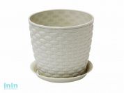 Кашпо РОТАНГ 1л с поддоном (белый) (IDEA)