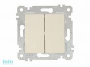 Выключатель 2-клав. (скрытый, без рамки, пруж. зажим) кремовый, RITA, MUTLUSAN (10 A, 250 V, IP 20)