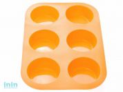 Форма для выпечки, силиконовая, прямоугольная на 6 кексов, 26 х 17.5 х 3 см, оранж., PERFECTO LINEA