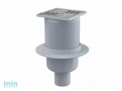 Сливной трап 105х105/50, подводка - прямая, решетка - нержавеющая сталь, гидрозатвор - мокрый, Alcap (Сливной трап 105х105/50, подводка - прямая, реше