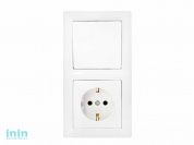 Блок выкл. 1 клав. + розетка (скрытая, с/з) белая, Стиль, Bylectrica (Блок выключатель одноклавишный + розетка с заземляющим контактом скрытой установ