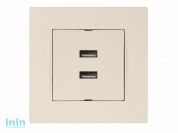 Розетка компьютерная 2хUSB (скрытая, горизонт.) кремовая, RITA, MUTLUSAN (2xUSB charge, 5V-1.0A)