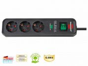 Удлинитель / фильтр сетев. 1.5м (3 роз., 3.3кВт, с/з, выкл., ПВС) Brennenstuhl Eco-Line (провод 3х1,5мм2, сила тока 16А, до 13 500 А)