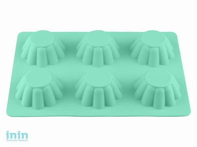 Форма для выпечки, силиконовая, прямоугольная на 6 кексов, 25.5 х 18 х 3 см, бирюзов, PERFECTO LINEA