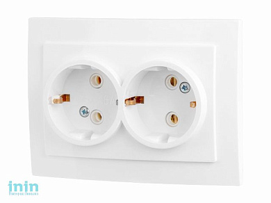Розетка 2-ая (скрытая, с/з) белая, Стандарт, Юпитер (RS 16-238 Б) (ЮПИТЕР)