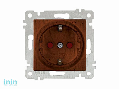 Розетка 1-ая (скрытая, без рамки, с/з, шторки) орех, RITA, MUTLUSAN (16 A, 250 V, IP 20)
