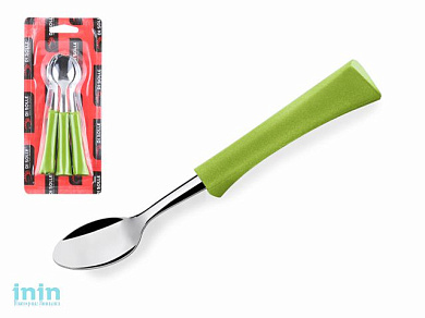 Набор ложек чайных, 3шт., серия INOVA D+, зеленые, DI SOLLE (Длина: 137 мм, длина стальной части: 63 мм, толщина: 0,8 мм. Прочная пластиковая ручка.)