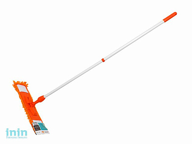Швабра для пола с насадкой из шенилла, оранжевая, PERFECTO LINEA (Телескопическая рукоятка 67-120 см)