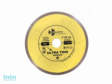 Алмазный круг 180х25,4мм по керамике сплошн.ультратонкий Hot Press (1.7мм) (TRIO-DIAMOND)