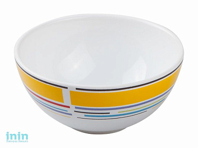 Салатник керамический, 123 мм, круглый, серия Самсун, желтая полоска, PERFECTO LINEA (Супер цена!)
