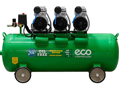 Компрессор ECO AE-100-OF1 безмасляный (420 л/мин, 8 атм, коаксиальный, безмасляный, ресив. 100 л, 230 В, 2,4 кВт)