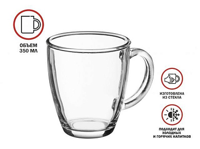 Кружка стеклянная, 350 мл, серия Джой (Joy), PERFECTO LINEA (Кружка выполнена из стекла, подходит для горячих и холодных напитков, объем 350 мл.) (30-288011)