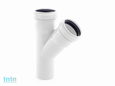 Тройник для малошумной канализации, белый 50/50х45 РосТурПласт