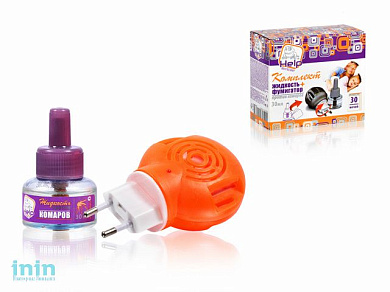 Комплект от комаров: фумигатор и жидкость 30 ночей, инсектицидная, HELP