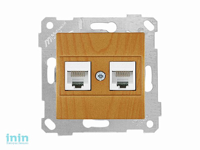 Розетка компьютерная 2xRJ45 (Cat5e, скрытая, без рамки) дуб, RITA, MUTLUSAN