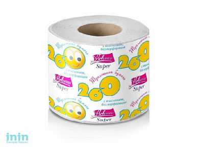 Бумага туалетная НОВИНКА "Супер" однослойная на втулке (1 рулон) (Оптовая упаковка 24 рулона)