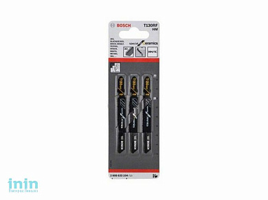 Пилка лобз. по керамике T130RF (3 шт.) BOSCH (пропил прямой, грубый, твердосплавная технология, зернистость 30)