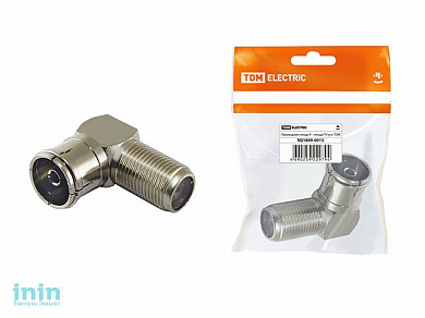 Переходник гнездо F - гнездо TV угловой, инд. упаковка TDM