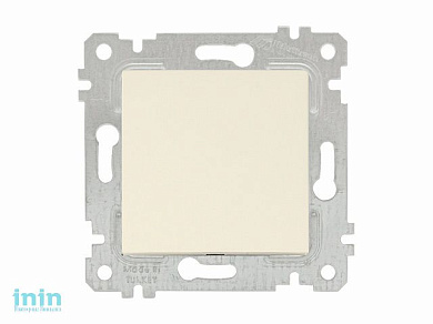 Выключатель 1-клав. (скрытый, без рамки, пруж. зажим) кремовый, RITA, MUTLUSAN (10 A, 250 V, IP 20)