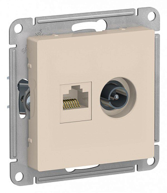 Розетка TV + компьютерная RJ45 Atlas Design бежевый, ATN000289