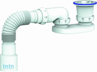 Сифон для душевого поддона, с выпуском, с гибкой трубой 40х40/50 400мм, Unicorn (Сифон для душа)