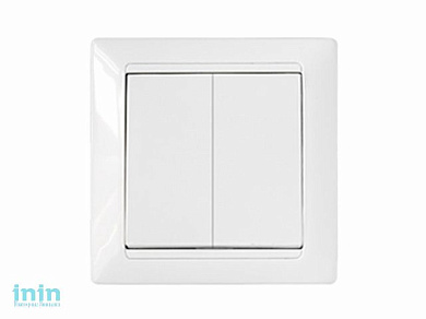 Выключатель 2 клав. (cкрытый, 10А) белый, Стиль, Bylectrica (Выключатель двухклавишный скрытой установки в комплекте с рамкой Гарантийный срок:24 меся
