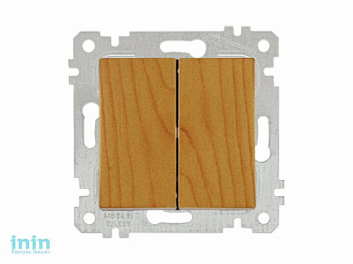Выключатель 2-клав. (скрытый, без рамки, пруж. зажим) дуб, RITA, MUTLUSAN (10 A, 250 V, IP 20)