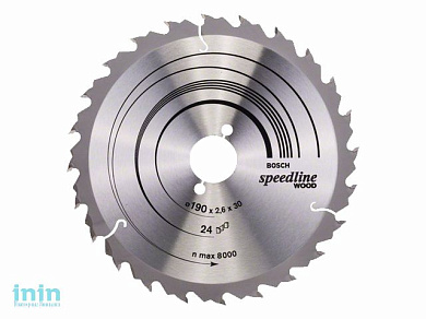 Диск пильный 190х30 мм 24 зуб. по дереву SPEEDLINE WOOD BOSCH (переменный зуб)
